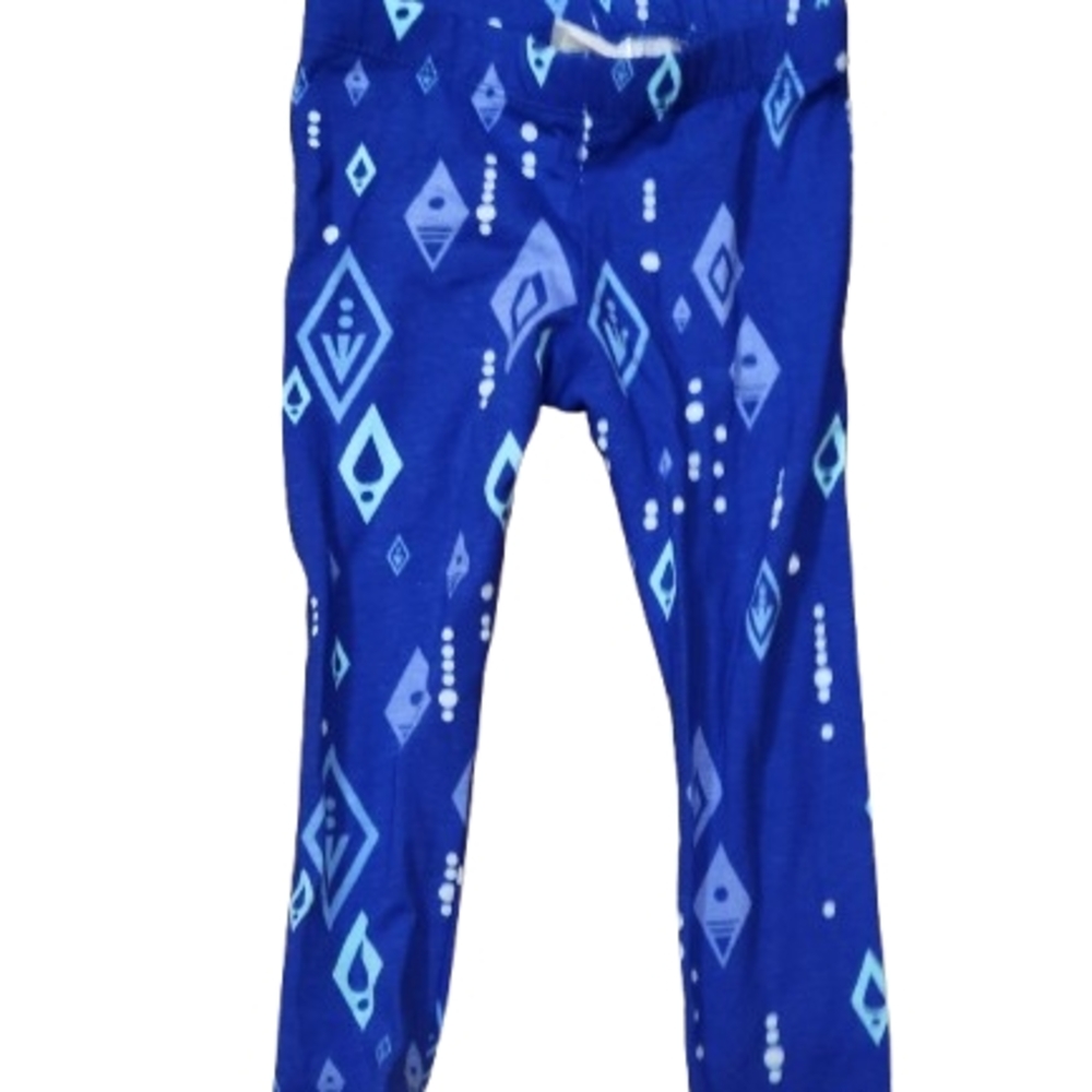 Royal Blue Geometric Pattern Leggings with Full-Length Coverage